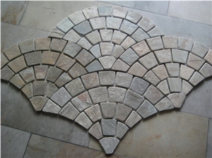 Sector Cube Stone Pavers, Fan-Shaped Slate Cube Stone