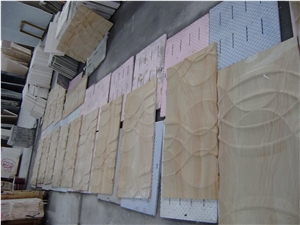 Beige Sandstone 3d Cnc Flower Sculpture, Beige Sandstone Building & Walling