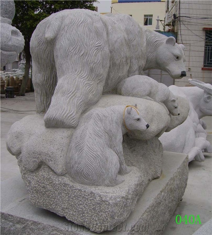 Grey granite animal sculptures