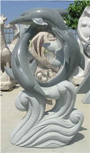 Grey Granite Dolphin Sculptures Grey Granite Dolphin Sculptures