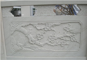 Natural Stone Plant Sculpture Relief & Etching