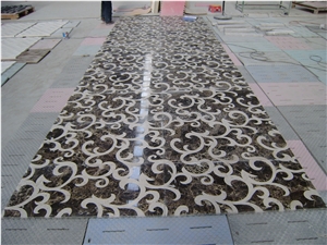 Waterjet Medallion Emperador Dark and Beige Marble Flooring Tile