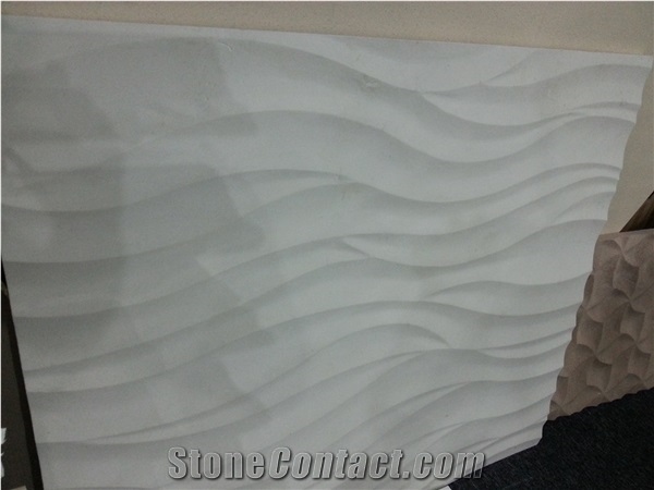 White Limestone with 3d Surface ,Popular Limestone Background Wall Tile