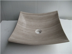 Wood Grain Vein Marble Bath Sinks and Basin, Grey Marble Sinks & Basins