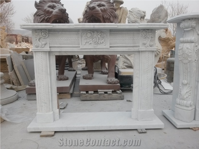 White Marble Fireplace Mantel,Modern Fireplace Mantel,Stone Fireplace Mantel