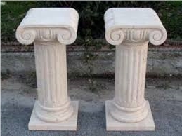 Pedestal Colum Stand by Carved Travertino Romano