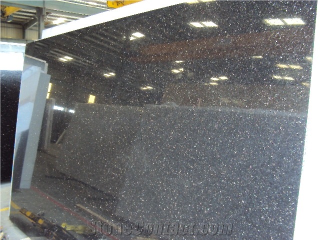 Black Galaxy Granite Slabs, India Black Granite