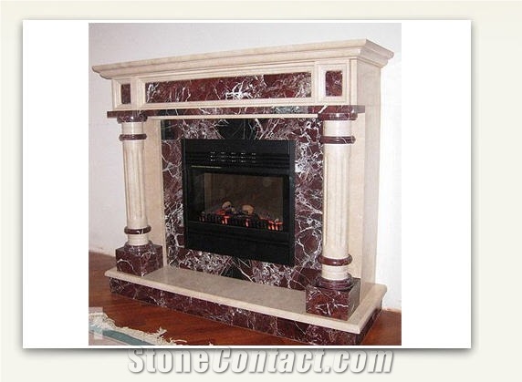 Rosso Levanto Marble Fireplace