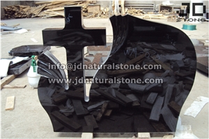Shanxi Black Tombstone, Cross Tombstone, Cross Headstone in Shanxi Black Granite