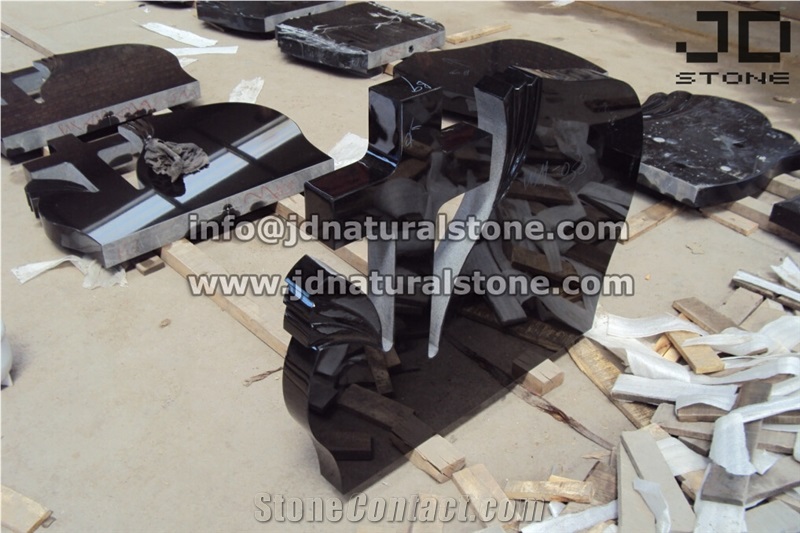Shanxi Black Tombstone, Cross Tombstone, Cross Headstone in Shanxi Black Granite