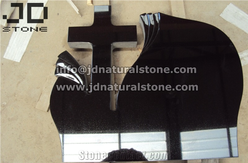 Shanxi Black Tombstone, Cross Tombstone, Cross Headstone in Shanxi Black Granite