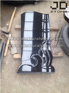 Upright Monuments, Shanxi Black Granite Engraved Headstones, Black Tombstone