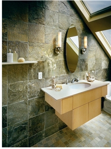 Multicolor Green Slate Bathroom Wall Tiles