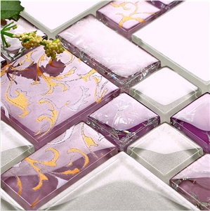 Purple Glass Mosaic Pattern Tiles for Bathroom Wall