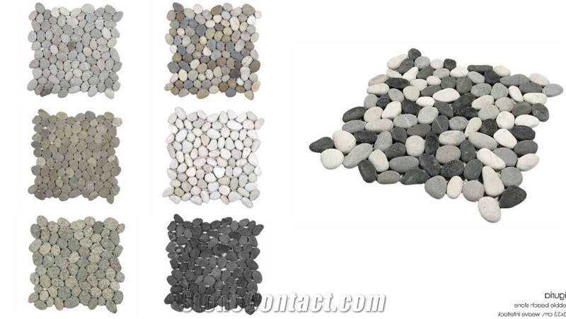 Liguria Pebble Beach Stone Mosaic on Net Tiles