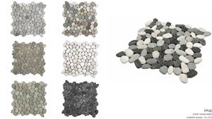 Liguria Pebble Beach Stone Mosaic on Net Tiles Liguria Pebble Beach Stone Mosaic on Net Tiles
