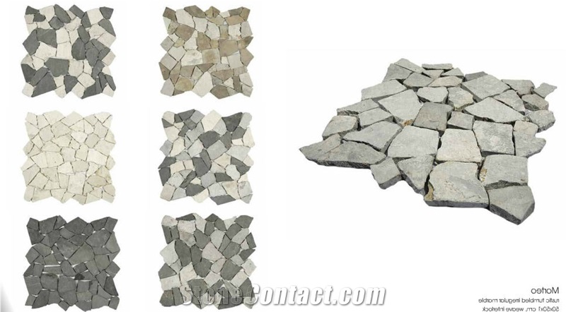 Morteo Rustic Tumbled Irregular Marble Mosaic