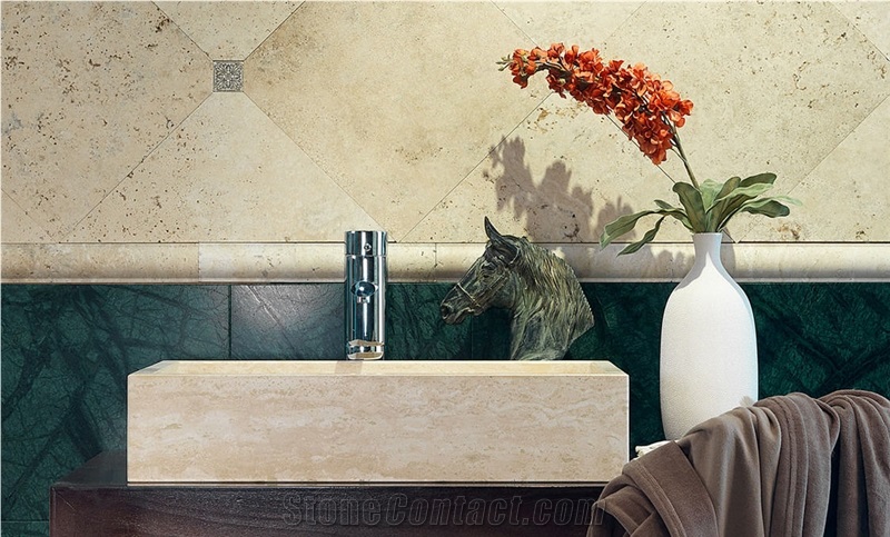 Beige Travertino Romano Carved Basin, Travertino Romano Travertine Sinks & Basins