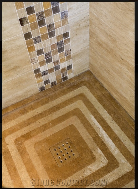 Pa1 Travertino Amarelo Honed Shower Tray
