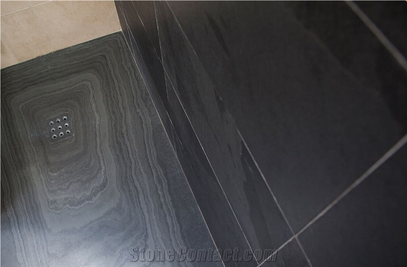 Pa4 Rustic Black Slate Honed Shower Base