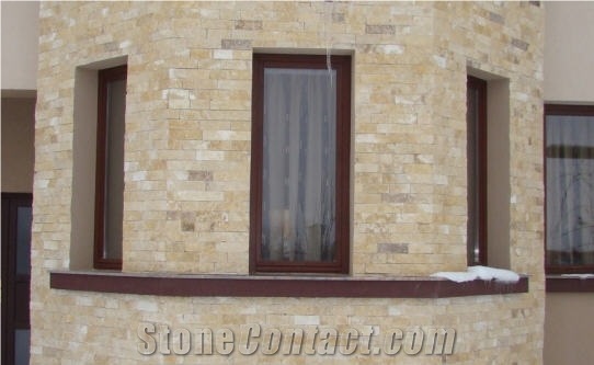 Transilvania Gold Limestone Split Face Facade