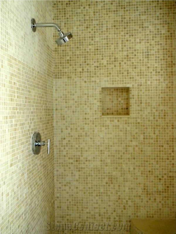 Private Residence Bathroom Design, Marble Mosaic Wall