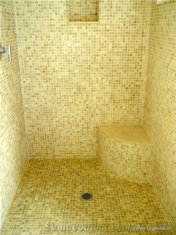Private Residence Bathroom Design, Marble Mosaic Wall