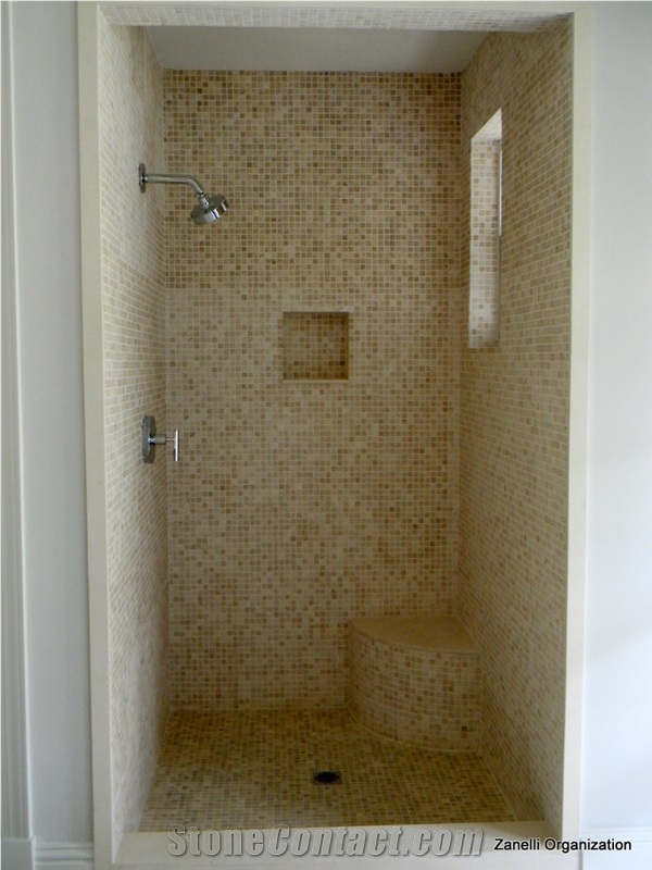 Private Residence Bathroom Design, Marble Mosaic Wall