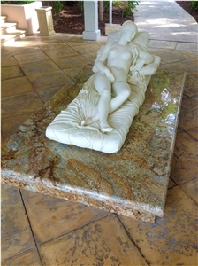 White Marble Sculpture and Crystal Beach Granite Staue Base