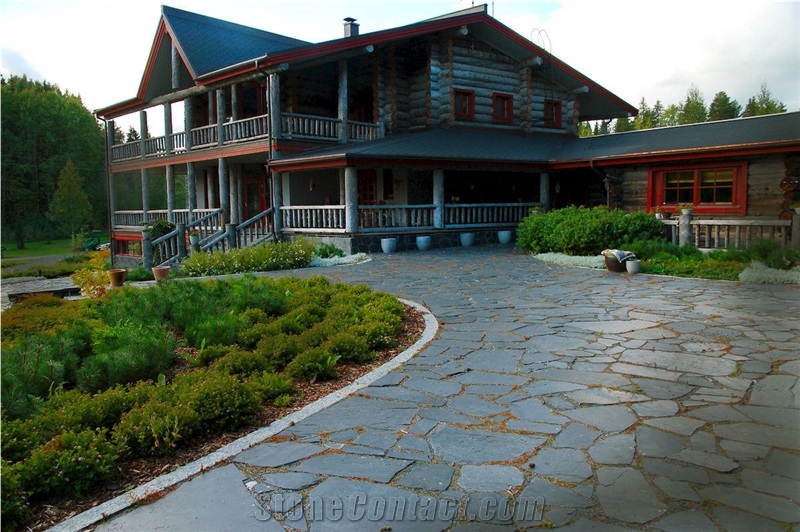 Orivesi Black Slate Flagstone Walkway Pavement