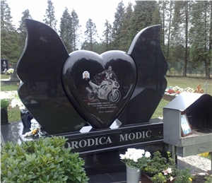 Flo-Granit Stone Tombstone, Bengal Black Granite Monument
