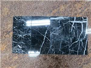 White Stripe in Black Marble, China Black Marquina Marble Tiles White Stripe in Black Marble, China Black Marquina Marble Tiles
