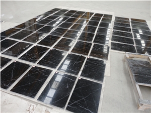 White Stripe in Black Marble Slabs & Tiles (Guangxi),Black Marquina ,Nero Margiua ,Nero Oriental Slabs