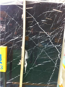 White Stripe in Black Marble Slabs & Tiles (Guangxi),Black Marquina ,Nero Margiua ,Nero Oriental Slabs