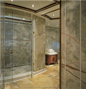 Lady Christine Private Yacht Bath Design with Green Onyx Lady Christine Private Yacht Bath Design with Green Onyx