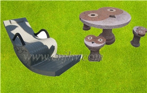 Garden Bench and Table,Grey Granite Stone Jh4007