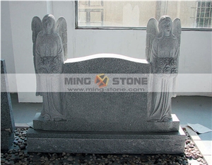 China Grey Granite Angel Design Western Style Monument