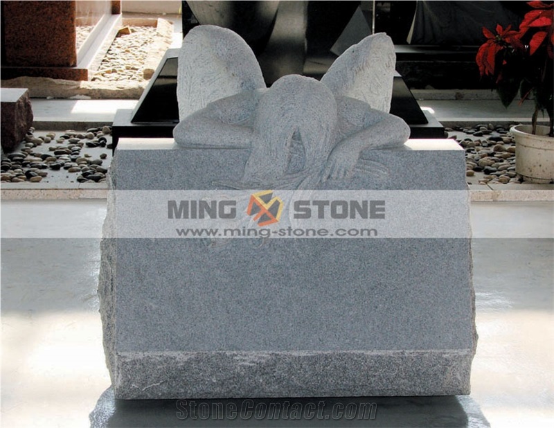 China Grey Granite Angel Design Western Style Monument