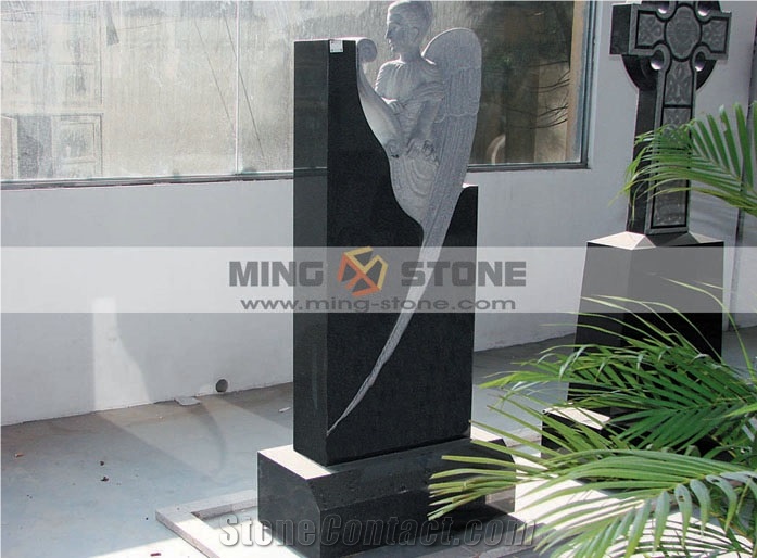 China Grey Granite Angel Design Western Style Monument