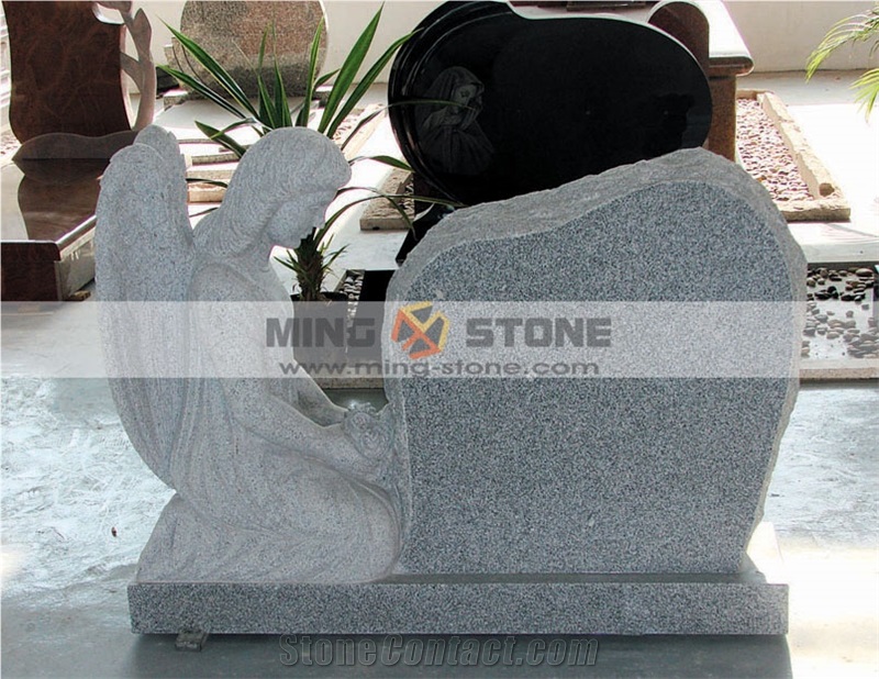China Grey Granite Angel Design Western Style Monument