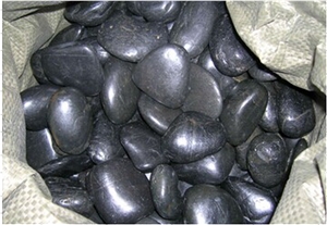 Natural Absolute Black Pure Polished Pebble Stone,River Stone