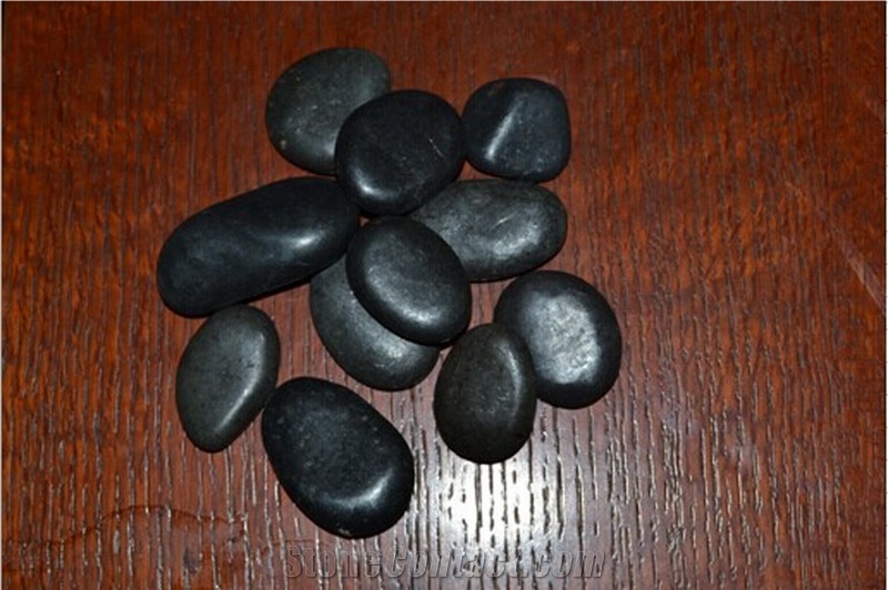 Natural Absolute Black Pure Polished Pebble Stone,River Stone