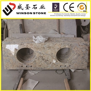 Giallo Flower Import Granite Vanity Top,Brazil Giallo Golden Granite Bathroom Vanity Tops