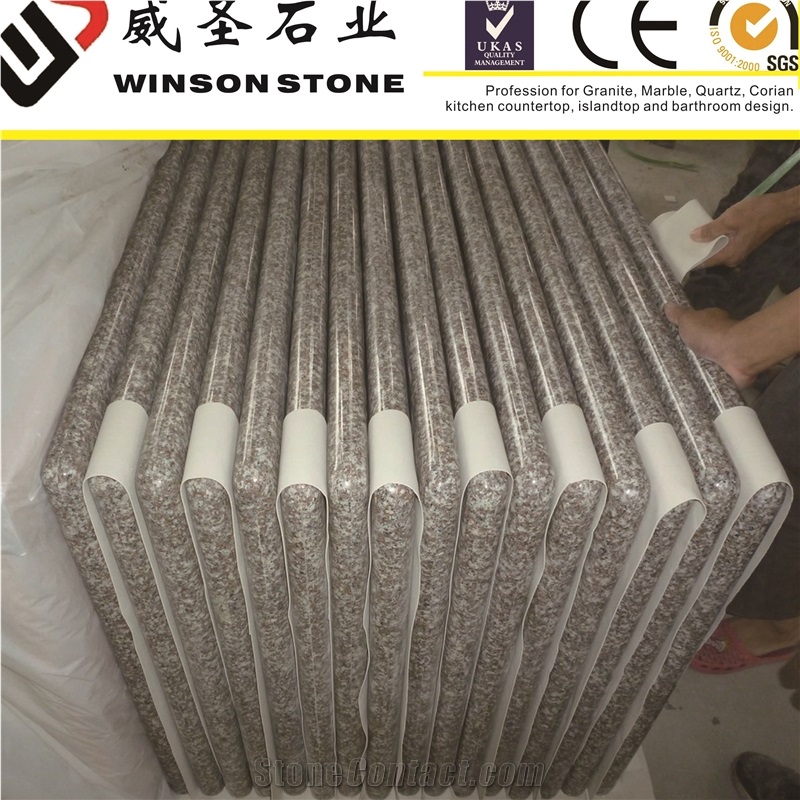 Polished G664 Granite Bench Top Design, China Cherry Pink Granite Kitchen Desk Top Design