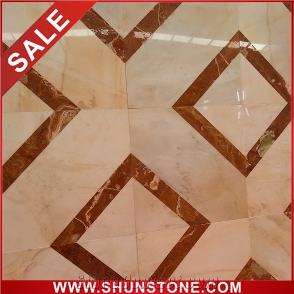 Floor Waterjet Marble Medallion, Brown Marble Medallion