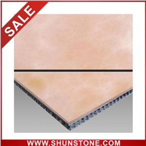 pink onyx aluminium honey comb compound panel&marble composite tile