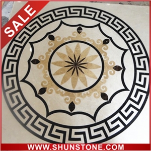 Waterjet Medallion Tiles Marble Design, Beige Marble Waterjet Medallions