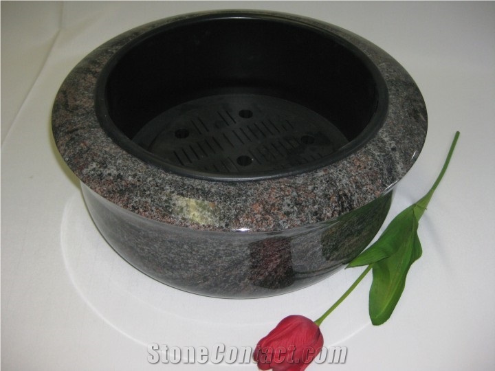 Paradiso Violet Granite Grave Flower Bowl