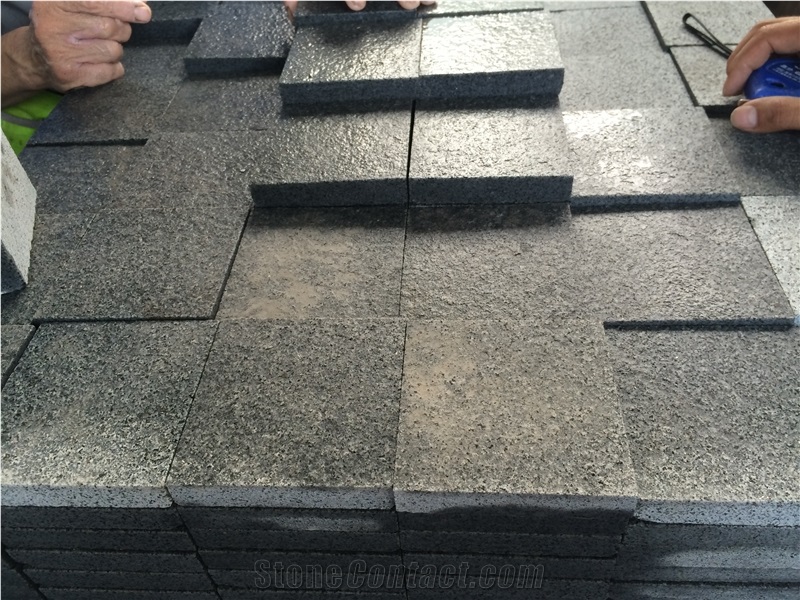 G654 Dark Grey Granite Flamed Paving Stone