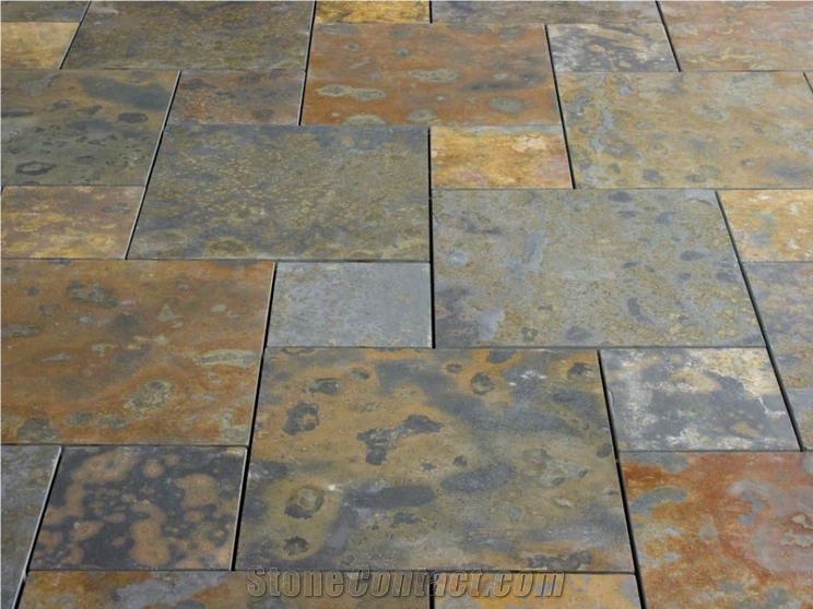 Brazilian Rust Slate Beveled Edge Floor Tiles